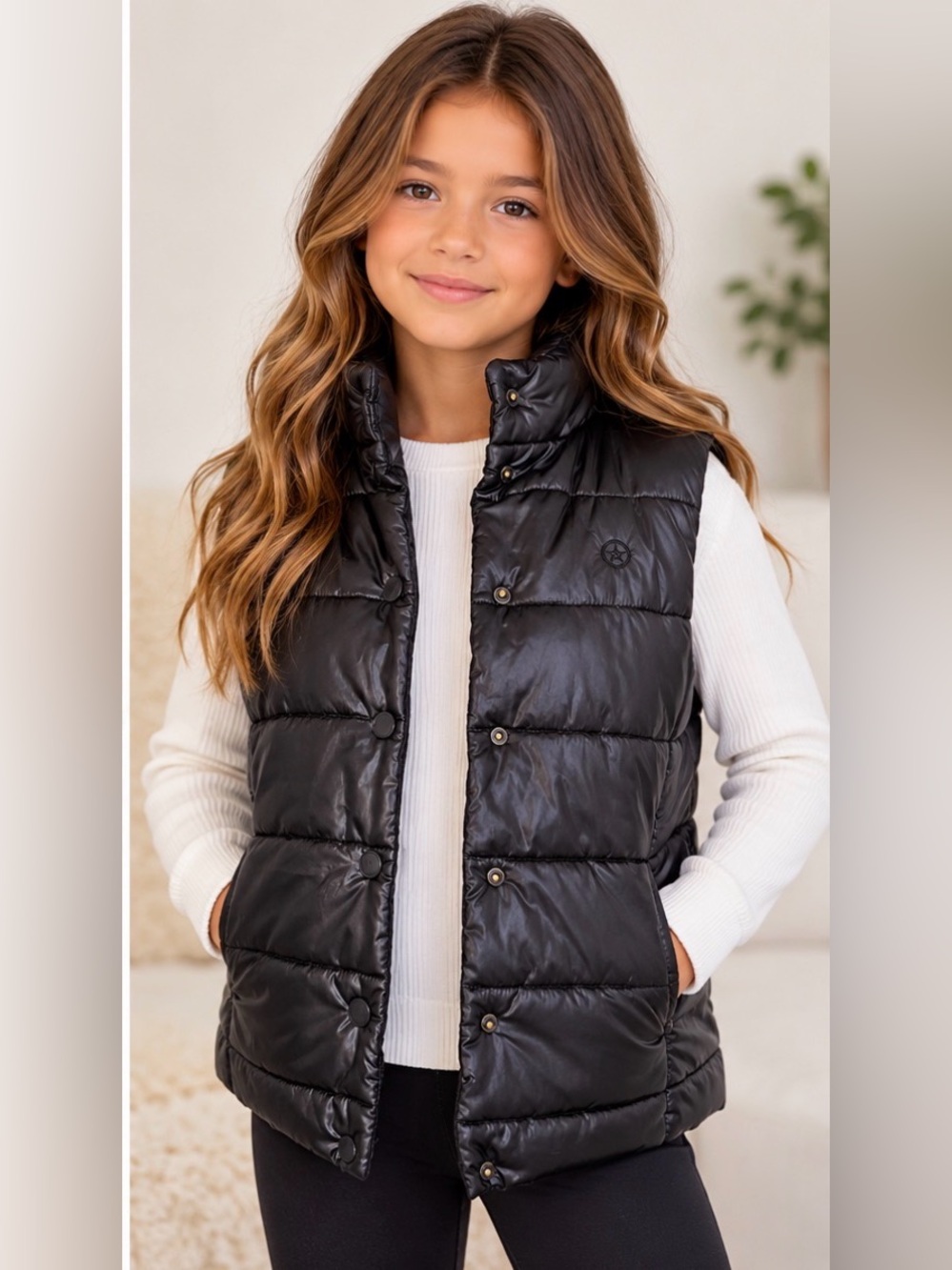 CONVERSE || One Star Unisex-Kids Black Quilted Puffer Vest. Sz. M